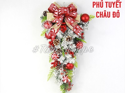 Cành thông treo Noel 2 loại lá full phụ kiện D60cm CTHTR-X-02